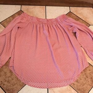 Express pink blouse with white Polka dots